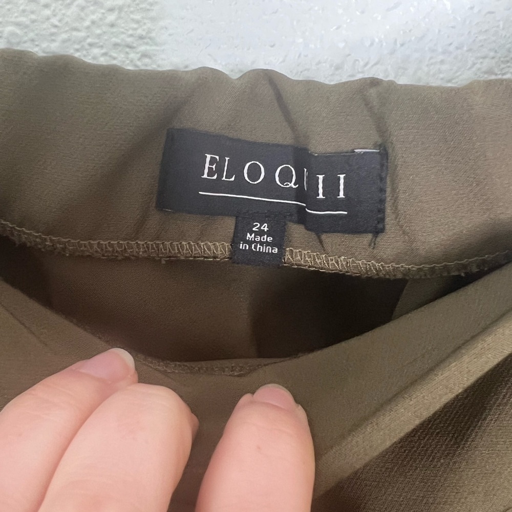 Eloquii Olive Green Flare Sleeve Off The Shoulder Blouse - Picture 5 of 8